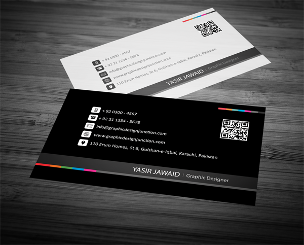 Creative business card white black front