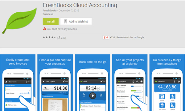 freshbooks iOS and Android App