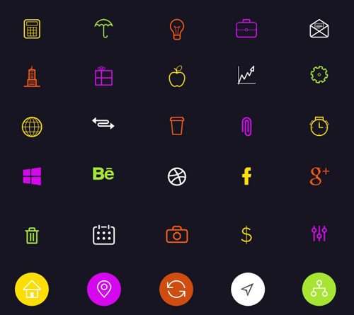 Neon Line Icons PSD (30 Icons)