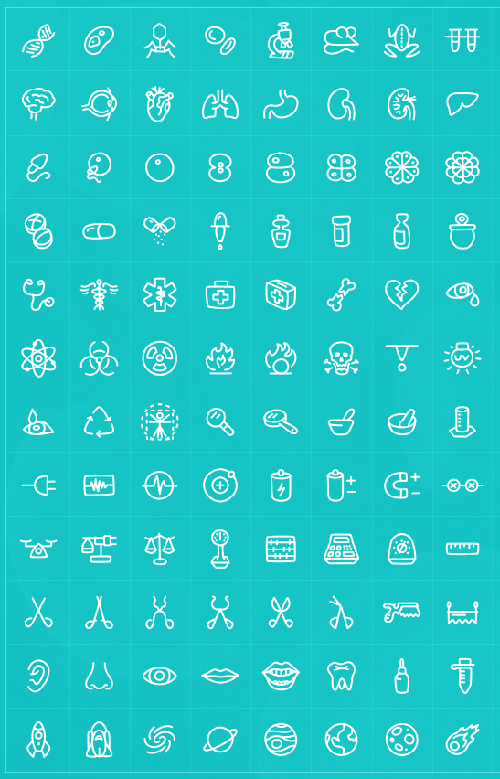Free Vector Science Icons (180 Icons)