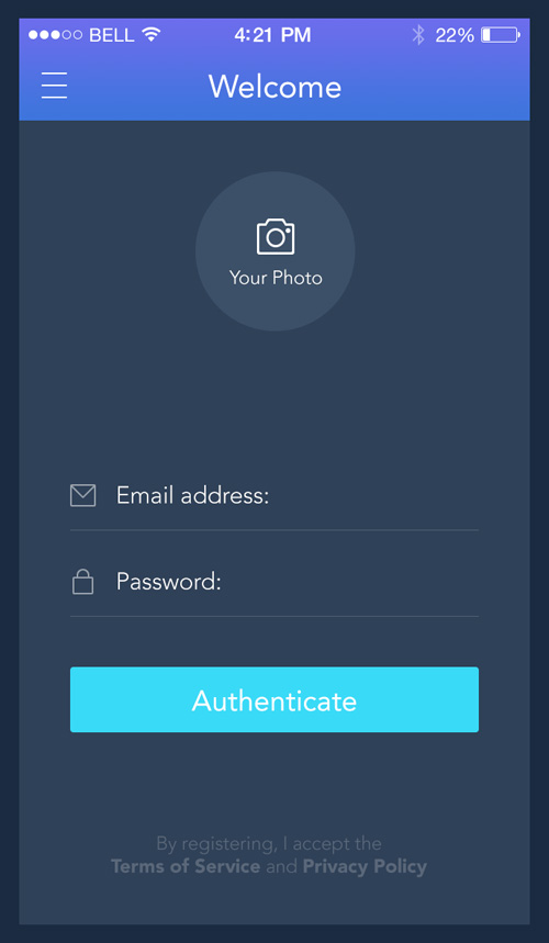 Login template for iOS apps FREE PSD