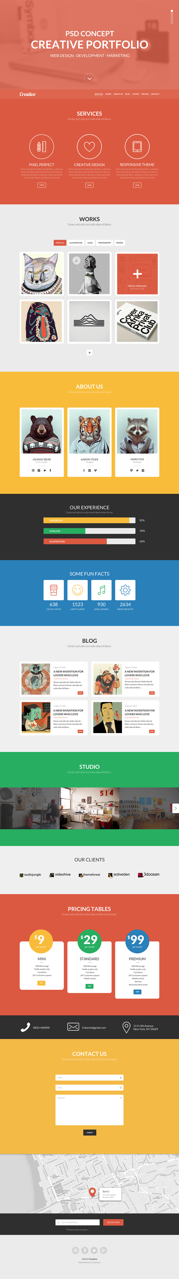 Creativo - Free One page PSD template