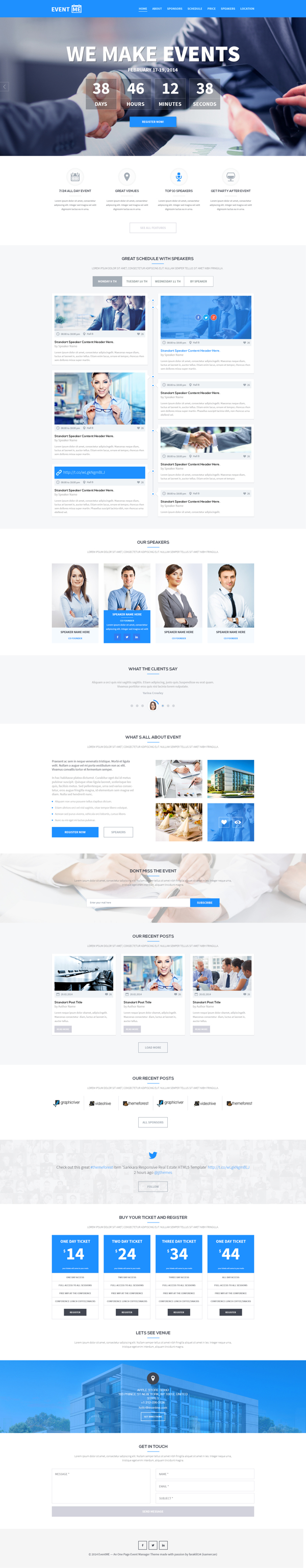 EventME - One Page Event Manager PSD Theme ( FREE PSD )