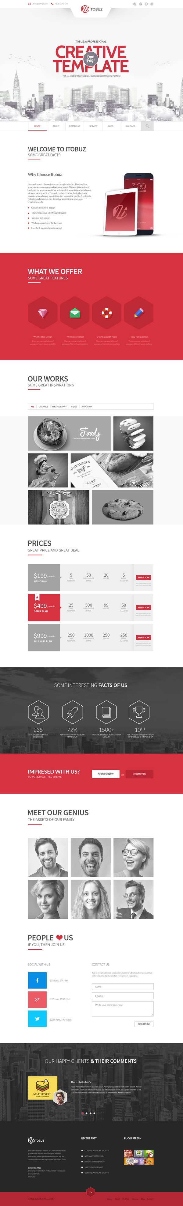 Itobuz - One Page PSD Template