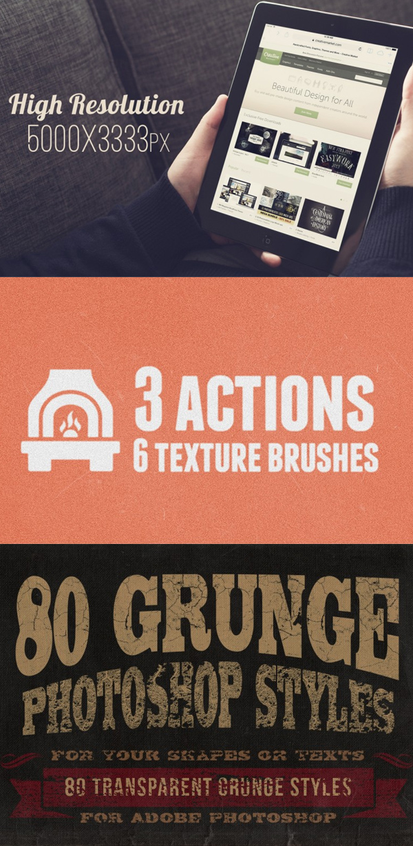 Hand-Sketched Vector Elements Mockups and Grunge Photoshop Styles