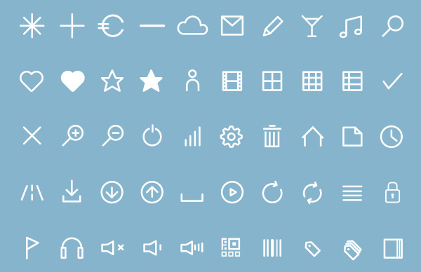 Flat Line Icons Webfont (50 Icons)