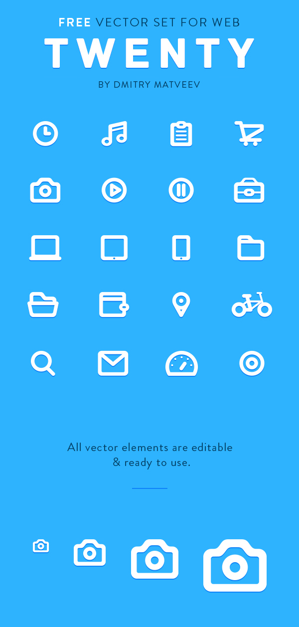 Line vector icons set for web (20 Icons)
