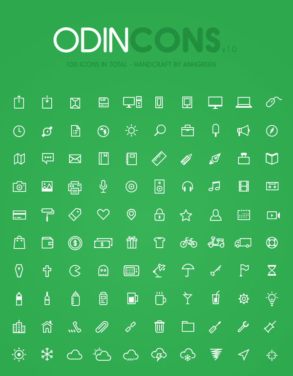Odincons 100% Shape Outline (100 Icons)