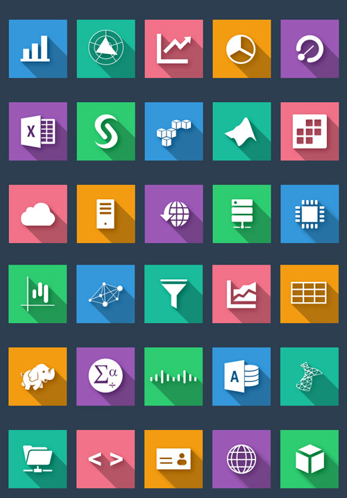 Flat Business and Analysis Icons PSD files