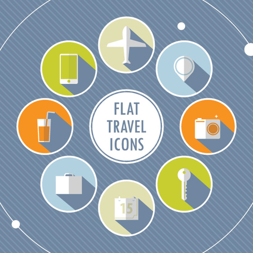 Flat Travel Icons Vector Graphic