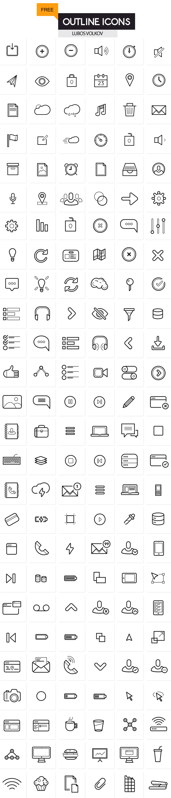 Outline Icons Set (200 free icons)
