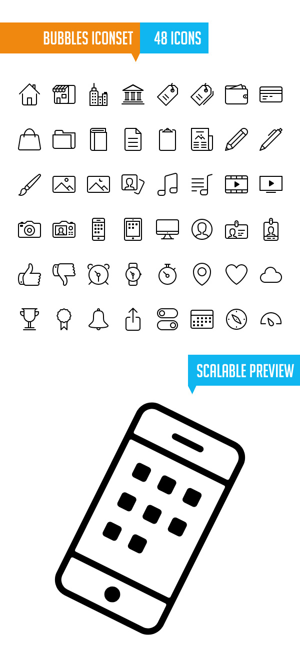 Bubbles Iconset for iOS7 (48 Icons)