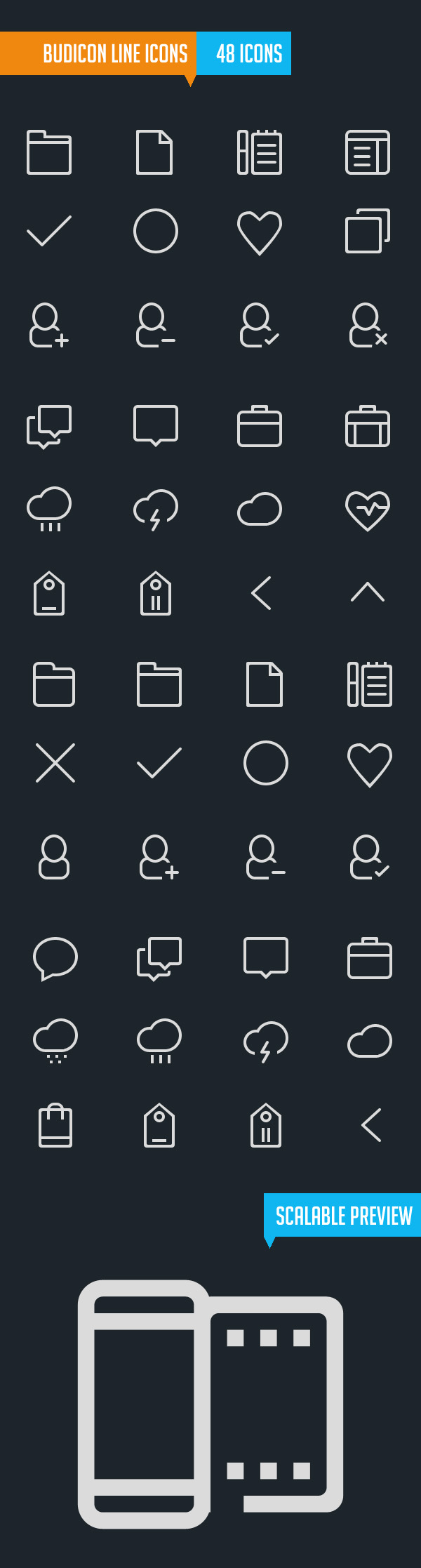 BudIcon Scalable Vector Line Icons (48 Icons)