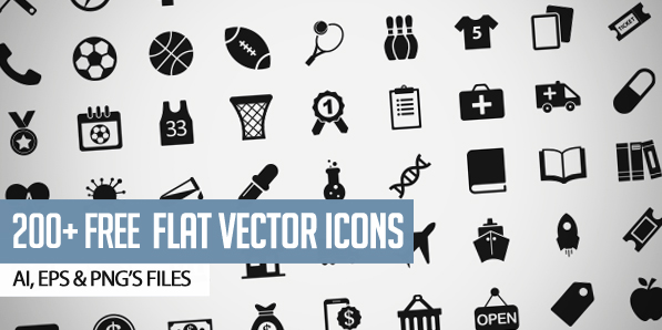 200+ Free Flat Vector Icons Pack