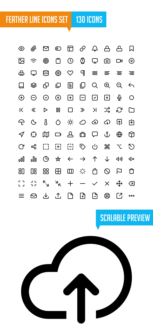 Simple Line Icons Set (130 Icons)