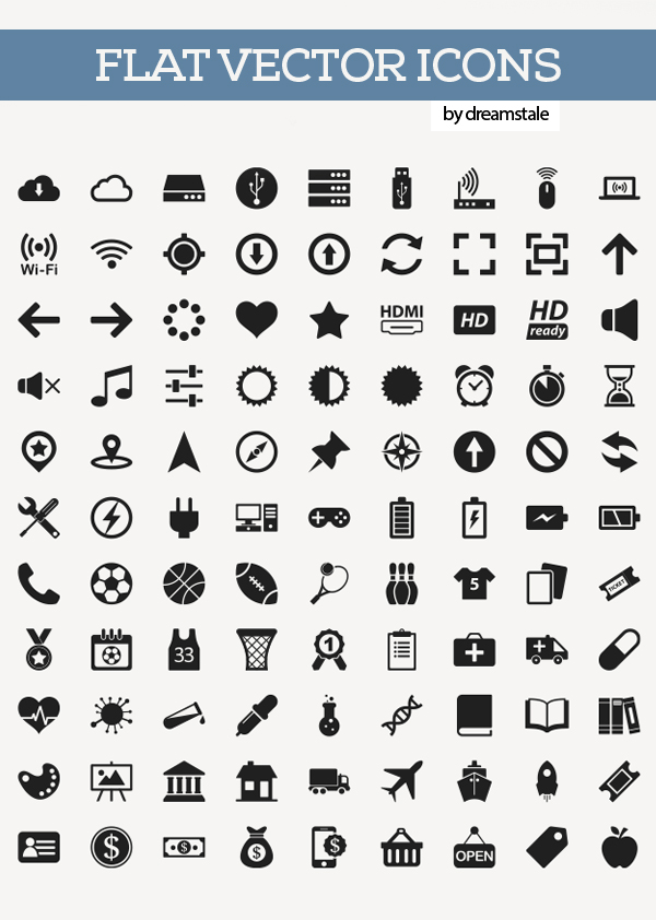 Free Flat Vector Icons Pack Preview
