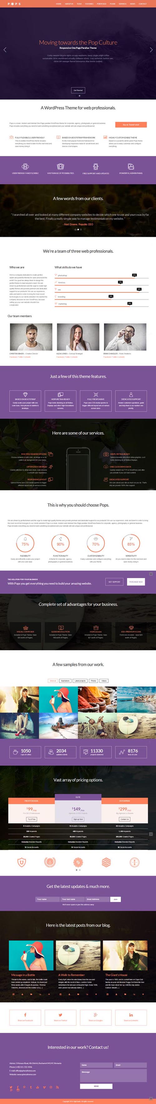 Pops - Responsive One Page Parallax Theme