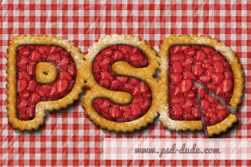 Strawberry Fruit Pie Text Effect Photoshop Tutorial