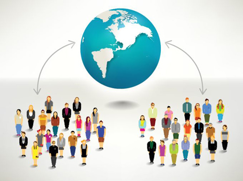 Group of Connected People Vector Graphics