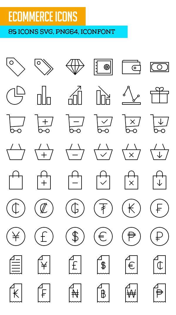 Ecommerce Icons SVG PNG Icon Font