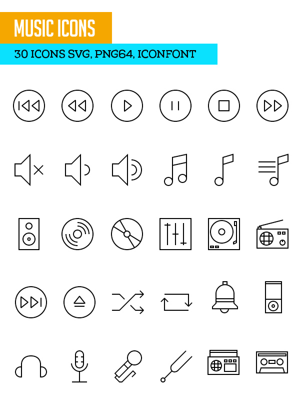 Music Icons SVG PNG Icon Font