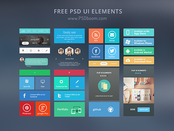 Free PSD Flat UI kit/elements