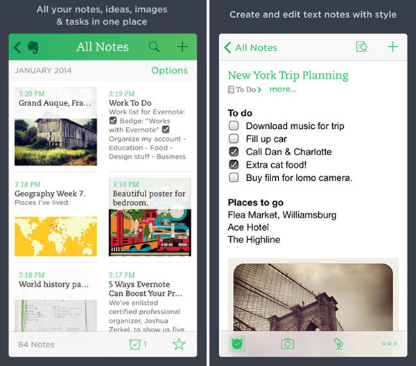 Evernote iPhone App for Designers