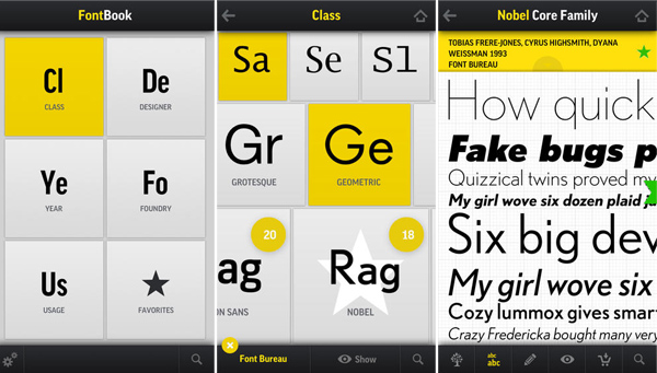 FontBook iPhone App for Designers