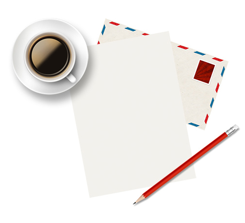 Cup of coffee and paper (PSD)