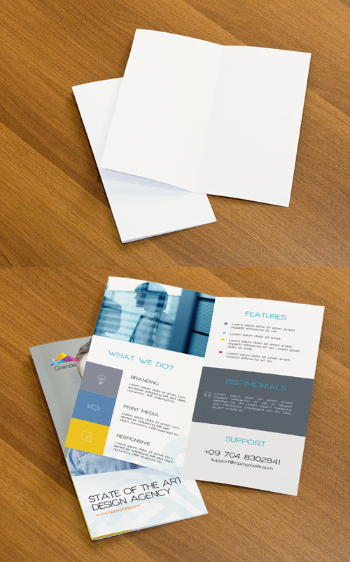 Free PSD Mockup of Two Bifold Flyers