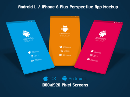 Android L / iPhone 6+ Perspective App Mockup