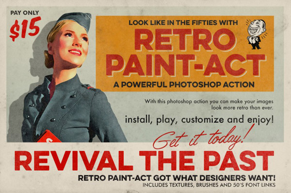 Retro Paint-Act – PS Action + Kit 