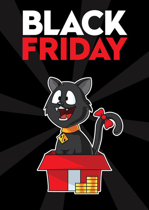 Black Friday Cat Vector Graphics