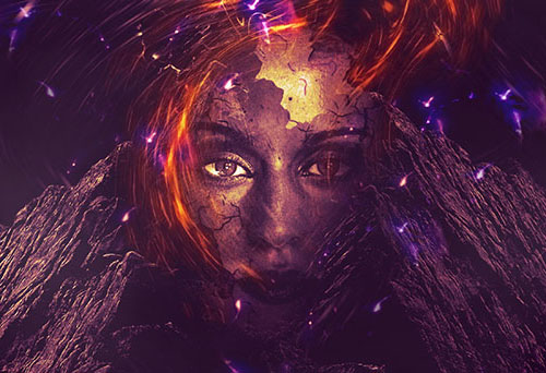 Create Rocky Face Manipulation with Abstract Lighting Effect in Photoshop