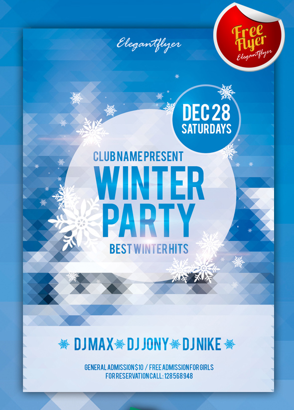 Winter Party - Free Club and Party Flyer PSD Template