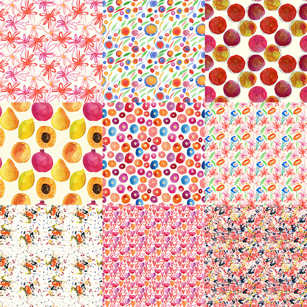 Watercolor patterns set
