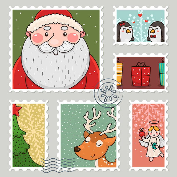 Christmas an New year stamps