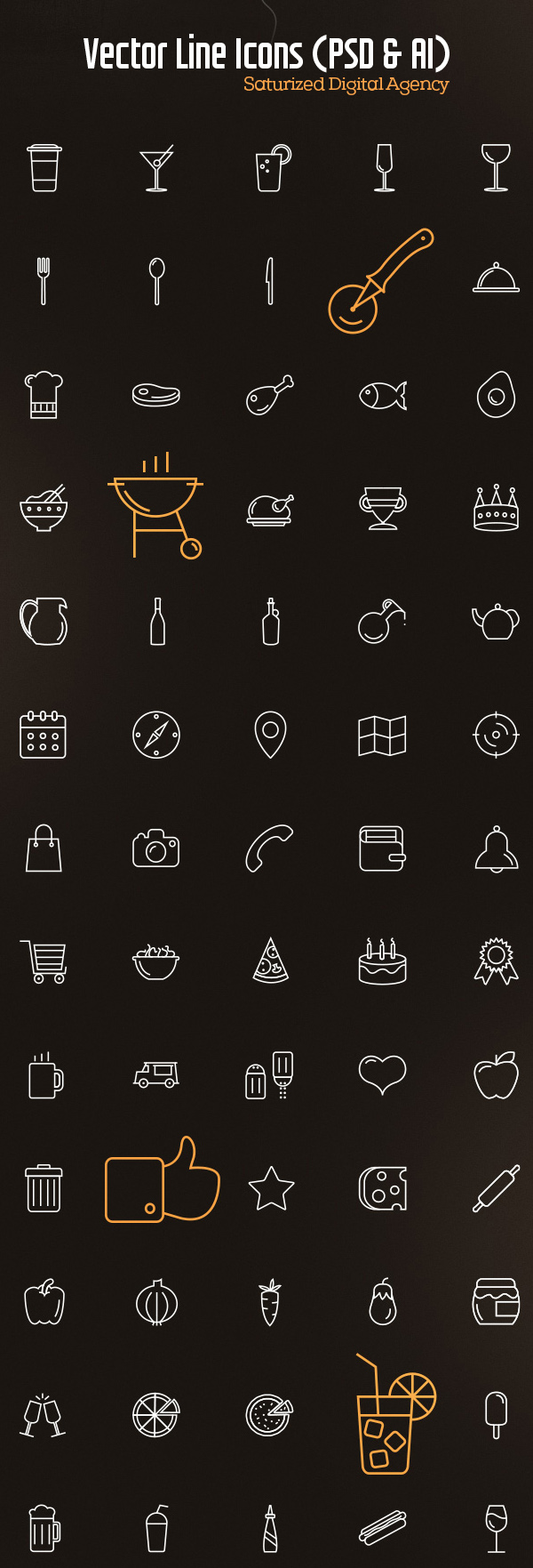 Free Vector Outline Icon Set (100 Icons)