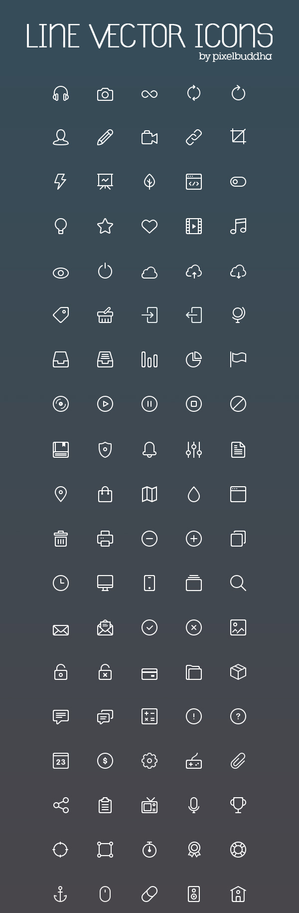 Beautiful Line Vector Icon Set (100 Icons)
