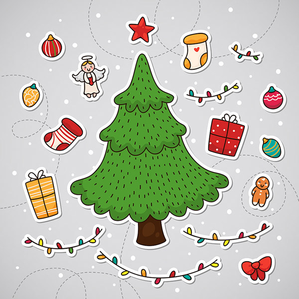 Sticker with Christmas tree