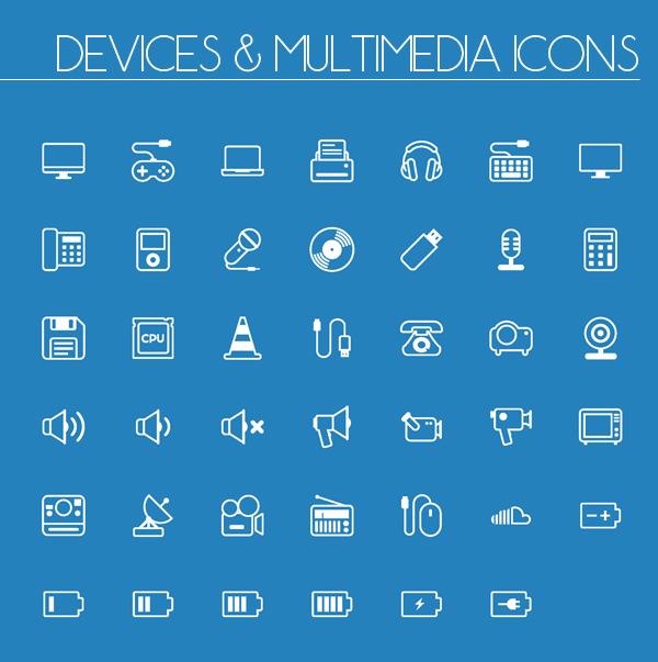 Devices Multimedia Line and Solid Icons