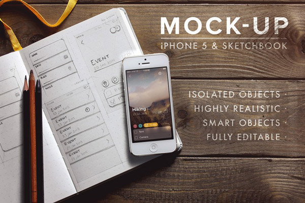 iPhone 5 + Sketchbook – Mockup