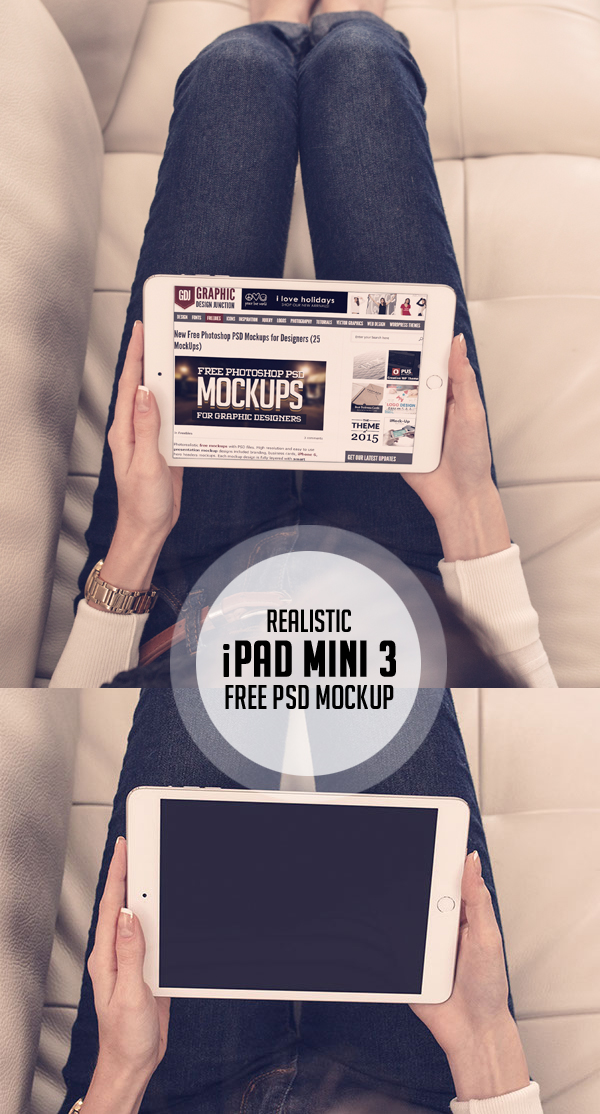 Realistic Free PSD iPad Mini 3 Mockup