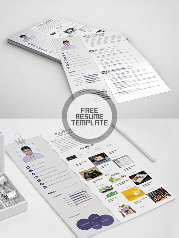 Free Two Page Resume Template PSD
