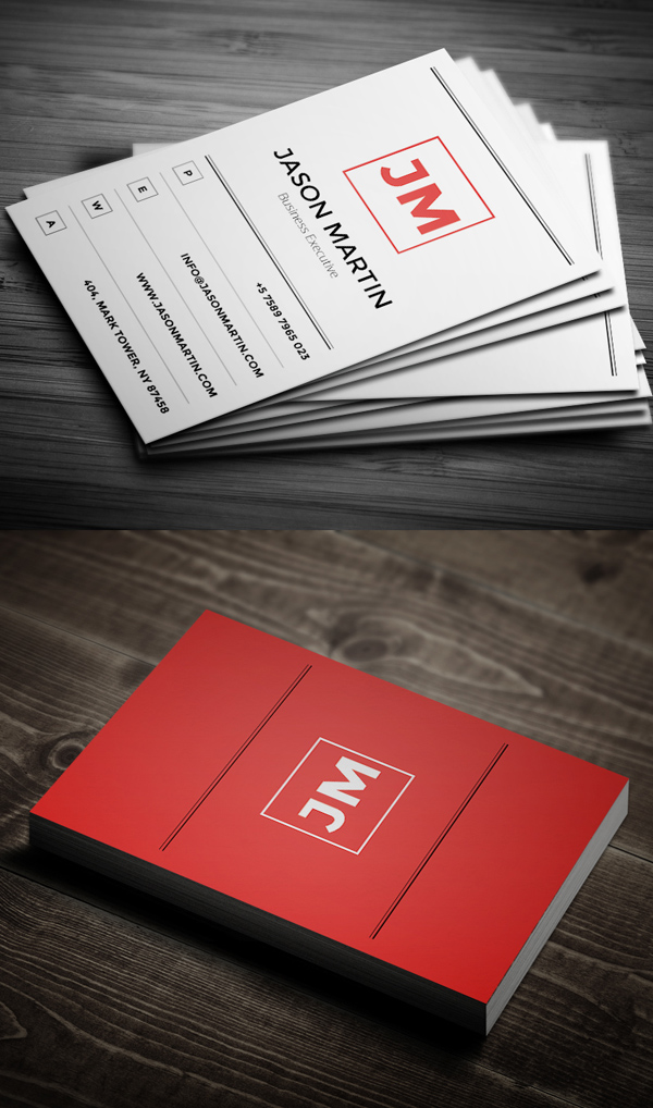 Minimal Red Business Card