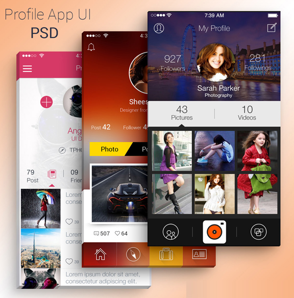 Free Mobile App Profile UI PSD
