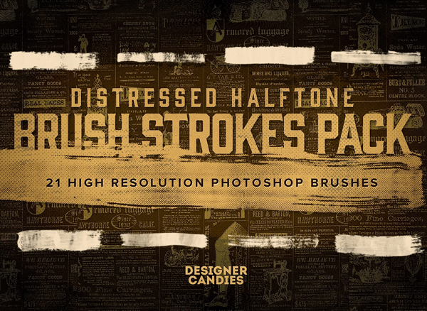 Distressed Halftone Brush Strokes