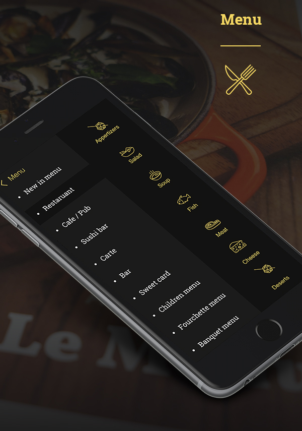 Free Restaurant Mobile App PSD Template