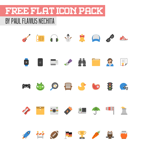 Free Flat Icon Pack - 40 Icons