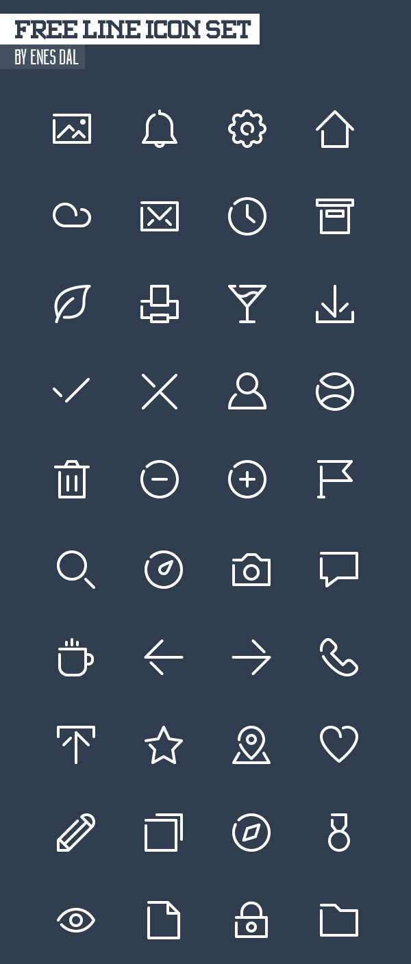 Free Line Icon Set - 40 Icons (SVG, PNG, CHS & ICO)